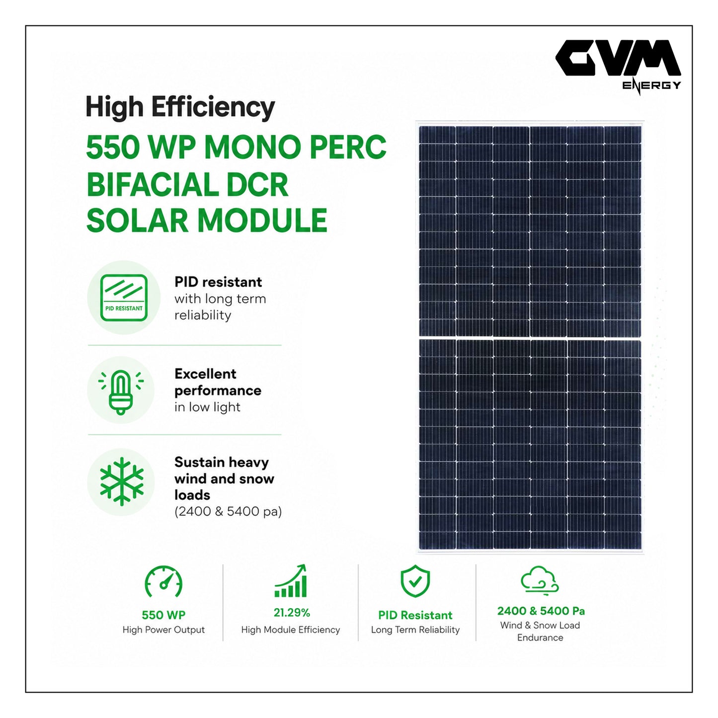 GVM Energy 10 Kw On Grid 3 Phase Bifacial DCR Solar System- Complete Solar Kit