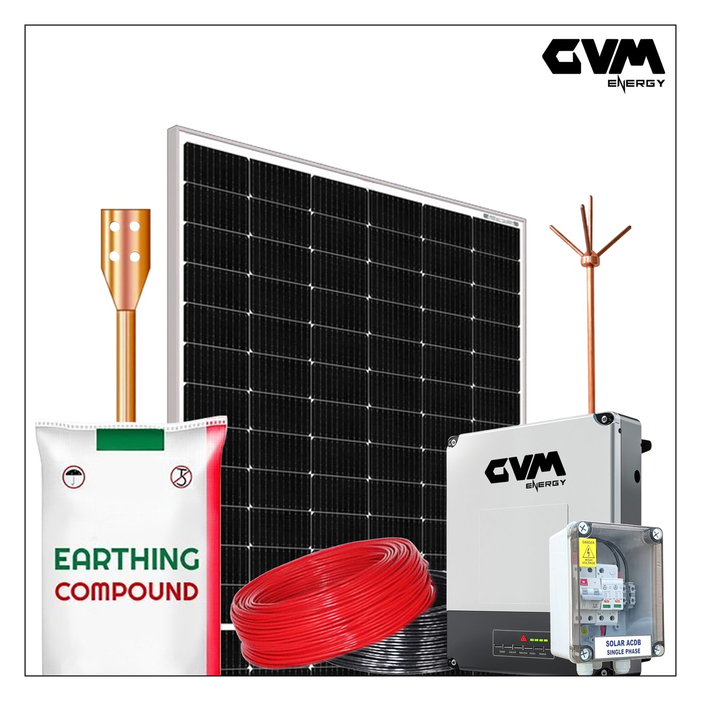 GVM Energy 5 Kw On Grid Single Phase Bifacial DCR Solar System- Complete Solar Kit