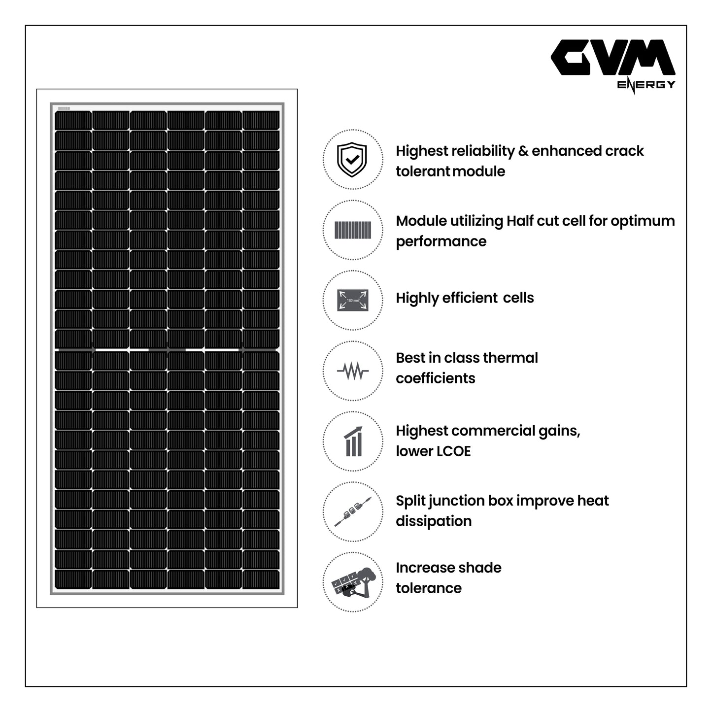 GVM Solar - 545 Watt Mono Perc Half Cut Solar Panel