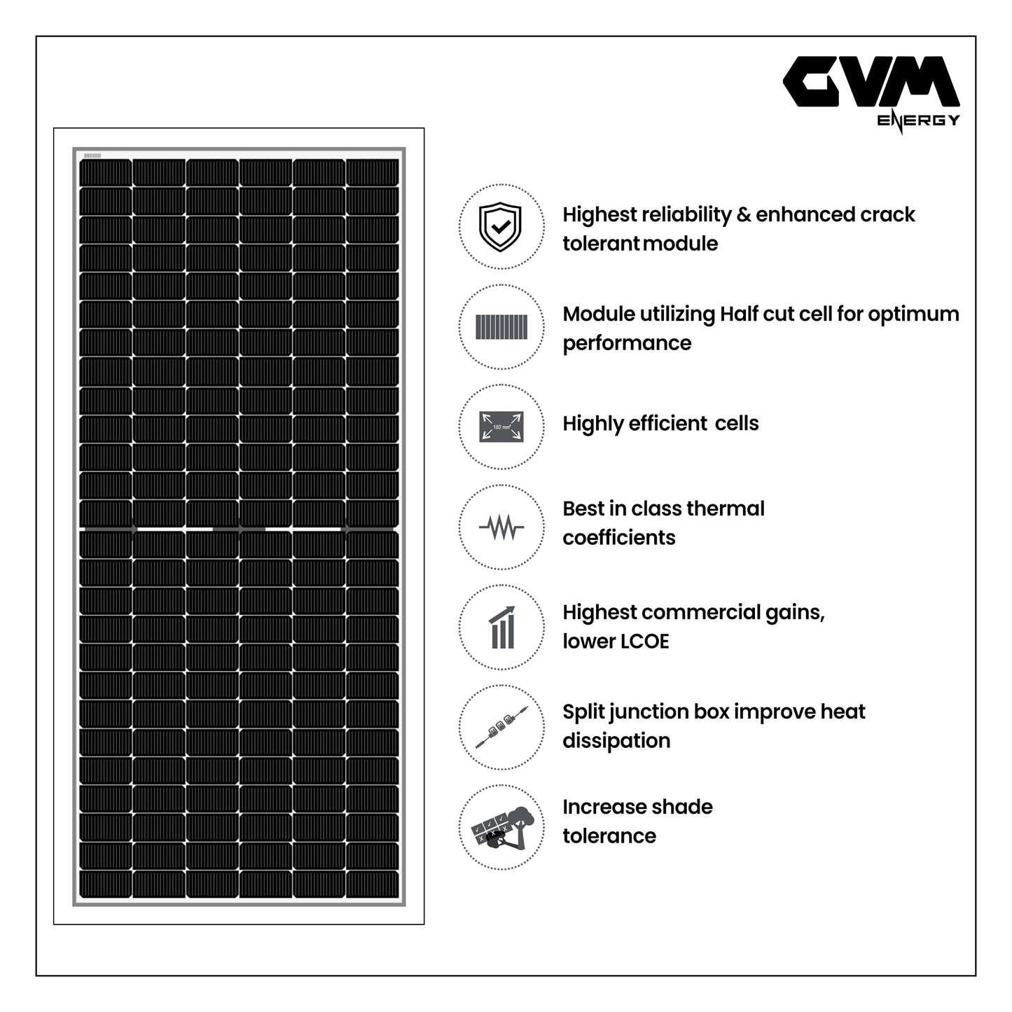 GVM Solar - Mono PERC 590wp 156cell series  with Transparent backsheet