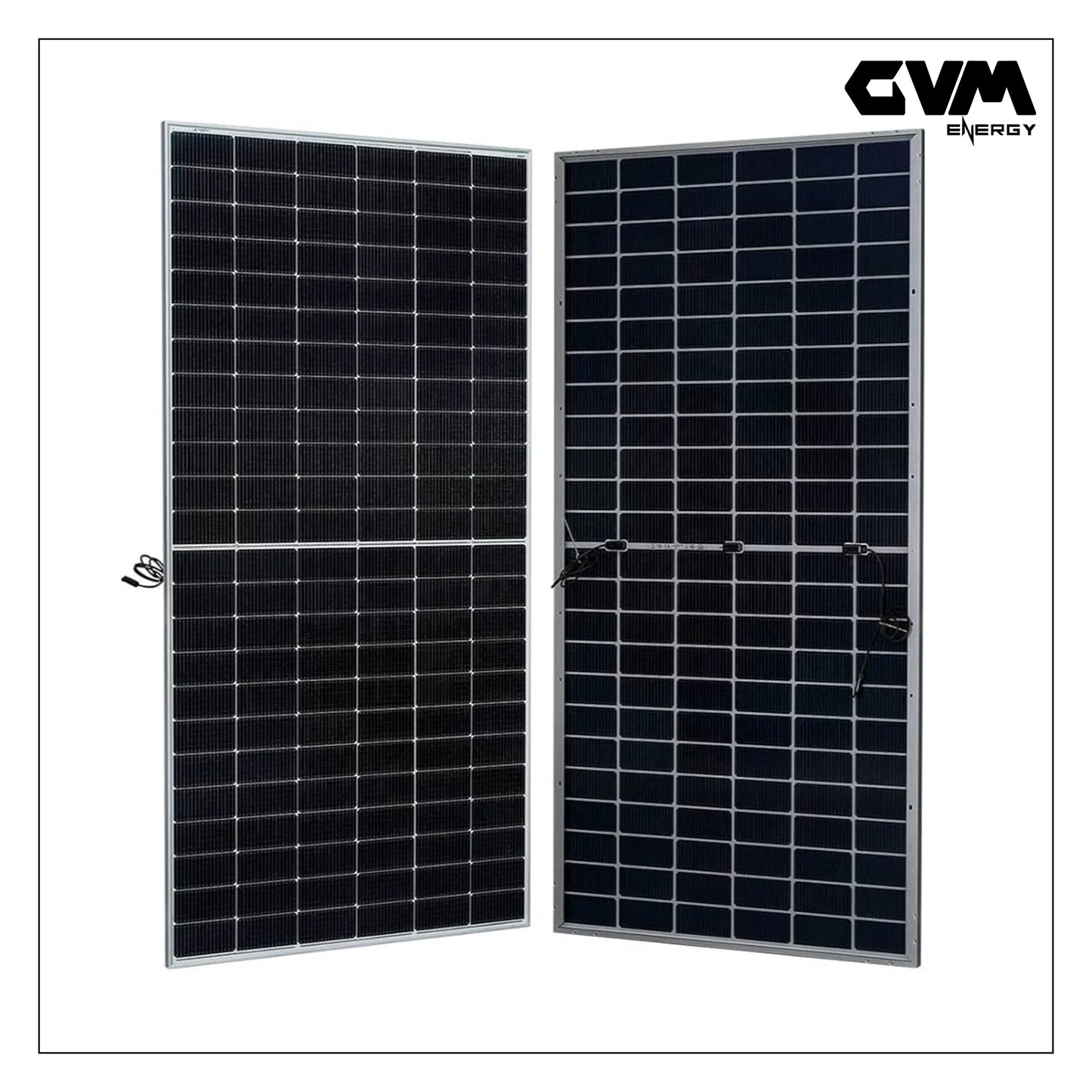 GVM Solar - 545 Watt Halfcut 24 Volts 144 Cells Bifacial Solar Panel with Transparent Backsheet